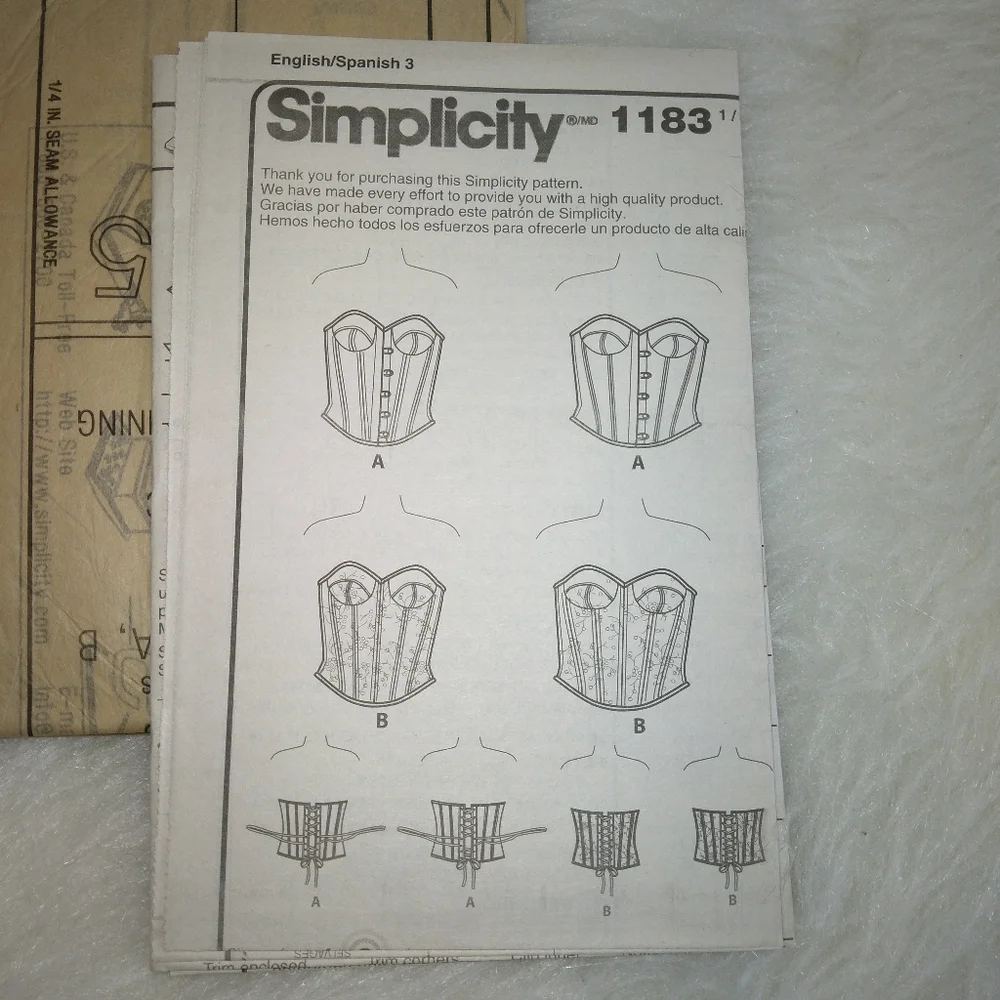 SIMPLICITY 1183 Sz 20W-28W Women's Corsets Cup sizes A B C D DD